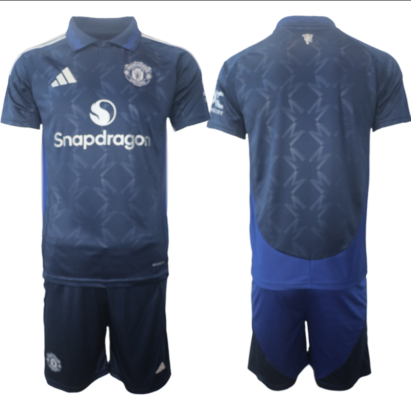 Men 2024-2025 Club Manchester United away blue blank Soccer Jersey->manchester united jersey->Soccer Club Jersey